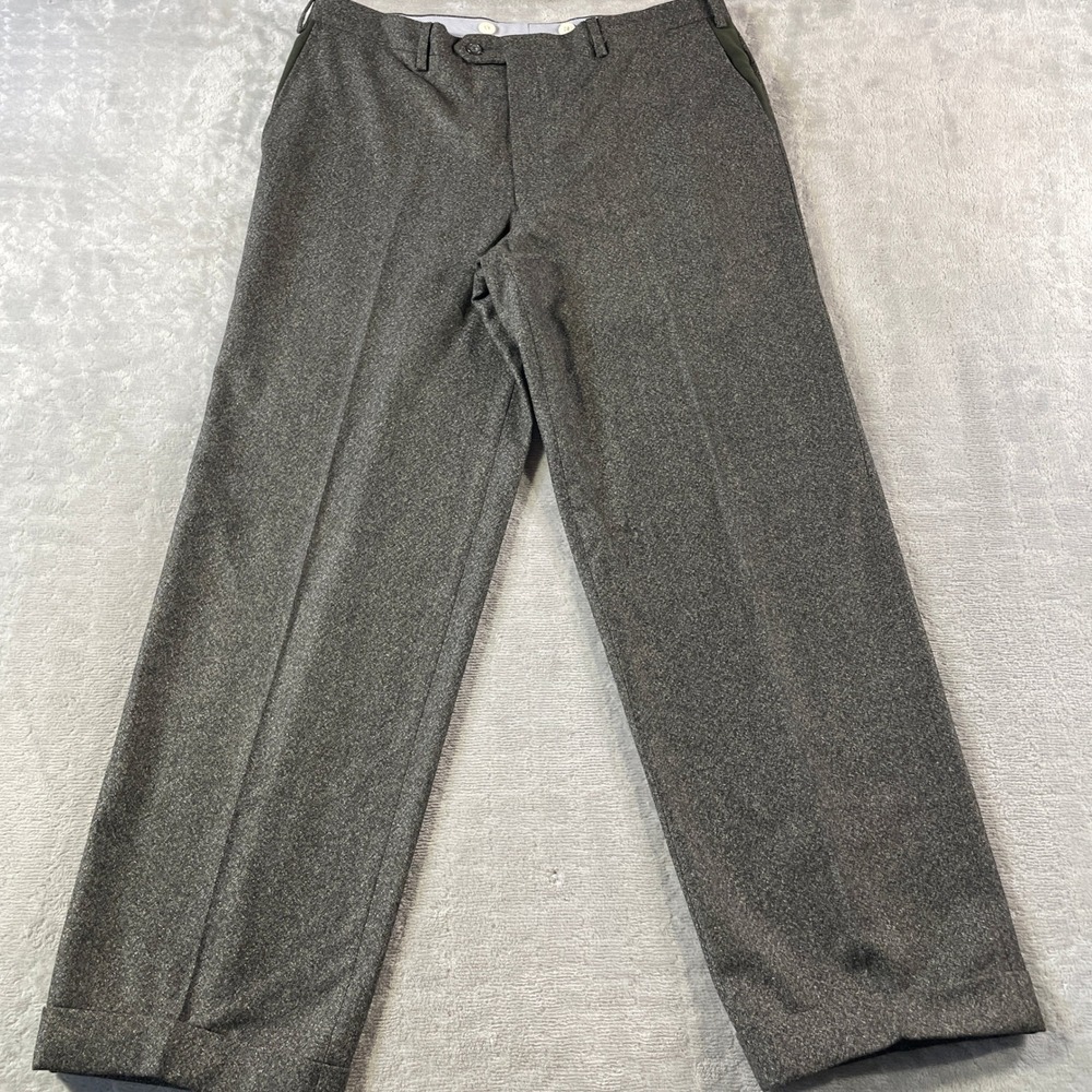 Luciano Barbera Wool Dress Pants Mens 54 US 36x31 Gray Italy Trousers Cuffed